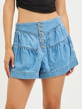 264 ❤️RISEN ELASTIC BAND SLOUCHY SHORTS WITH SHIRRED DETAIL
